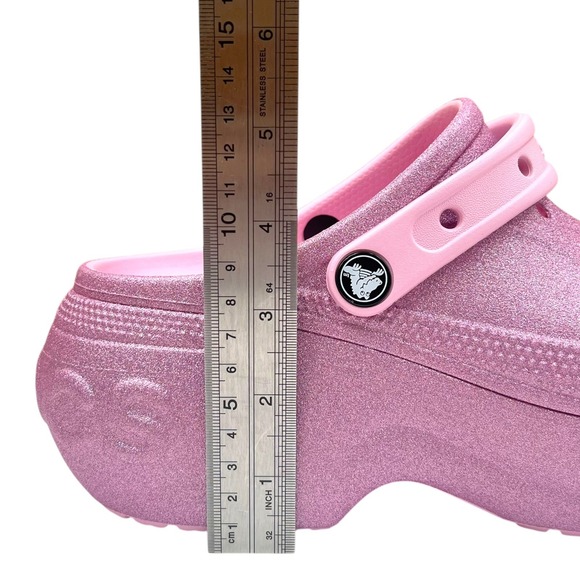 Crocs Womens Mega Wedge Platform Clog Size 7 Rose Glitter Slip-on Water Friendly - Picture 11 of 14